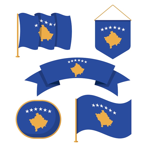 Free vector flat design kosovo flag and national emblems collection