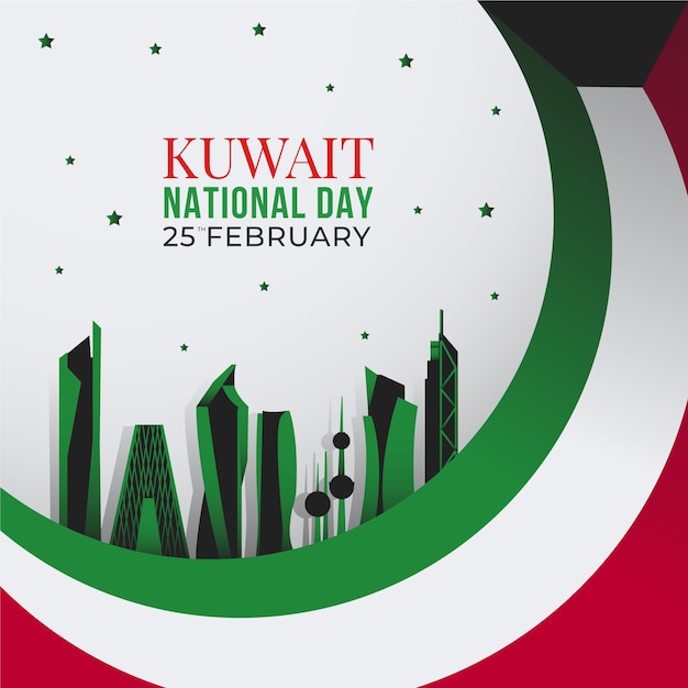 Free Vector flat design kuwait national day