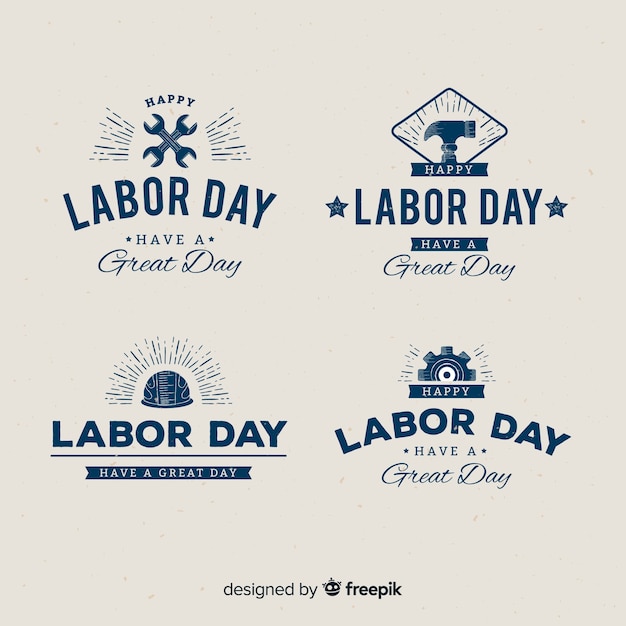 Flat design labor day badge collection