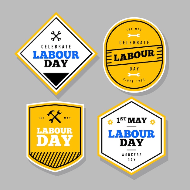 Flat design labor day badge collection