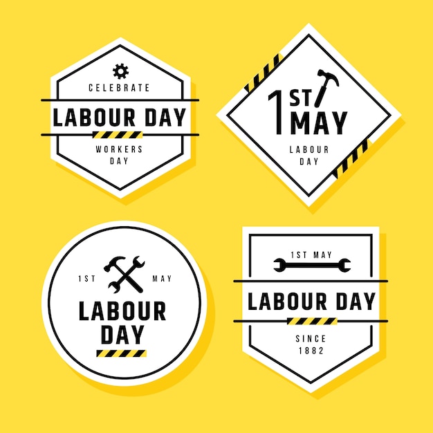 Free Vector flat design labor day badge collection