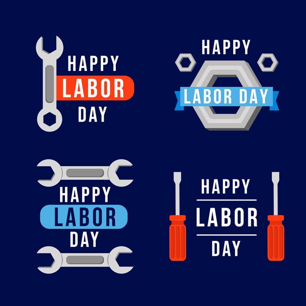 Flat design labor day badges