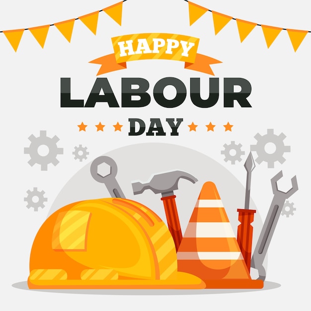 Flat design labor day concept