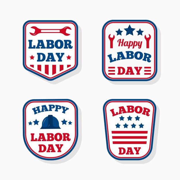 Flat design labor day label set