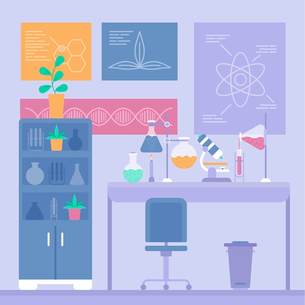 Free Vector flat design laboratory room