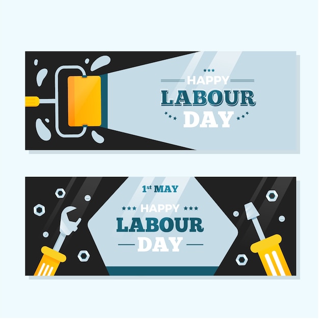 Flat design labour day banners