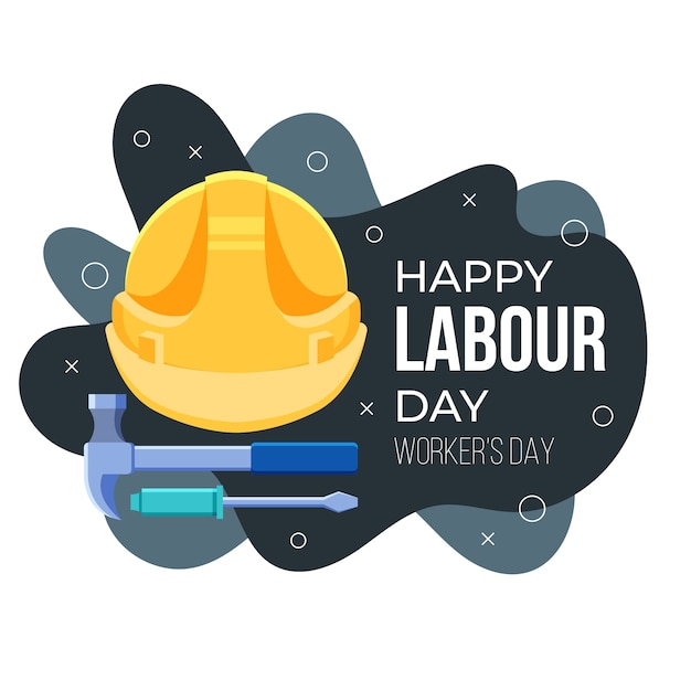 Free Vector flat design labour day illustration with tools and helmet