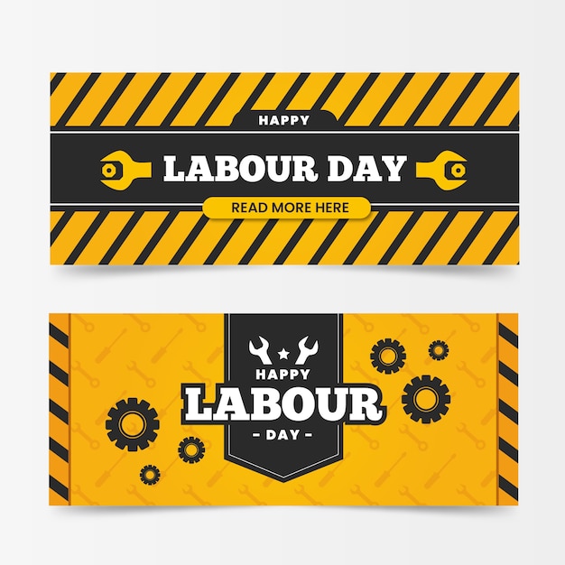 Flat design labour international day banners