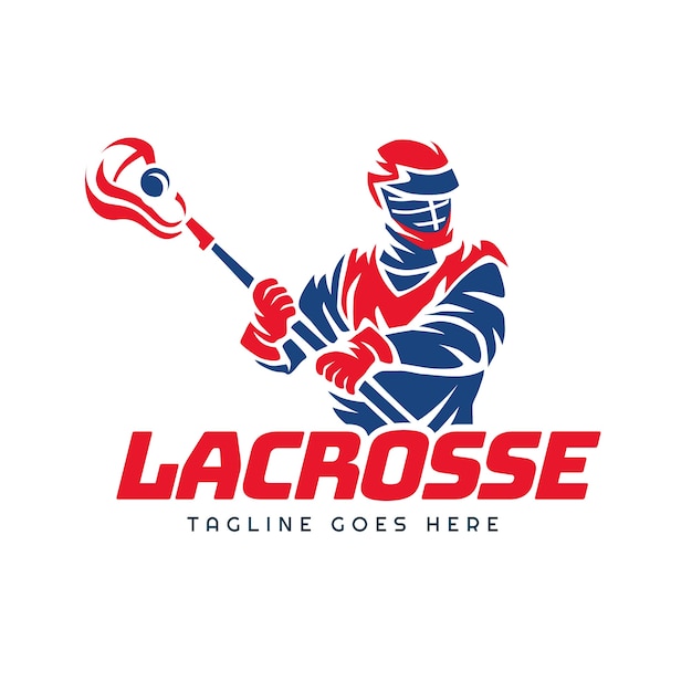 Flat design lacrosse logo template