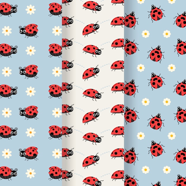 Free vector flat design ladybug pattern collection