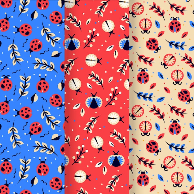 Free Vector flat design ladybug pattern collection