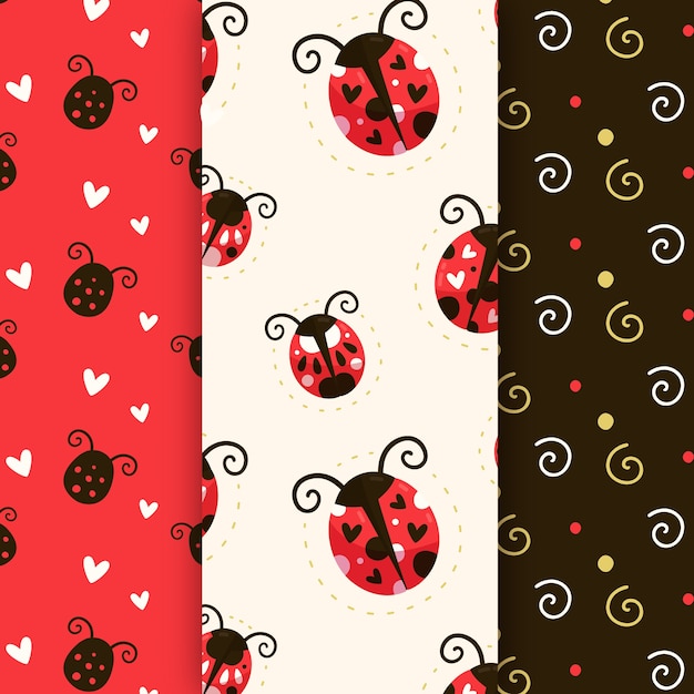 Free Vector flat design ladybug pattern pack