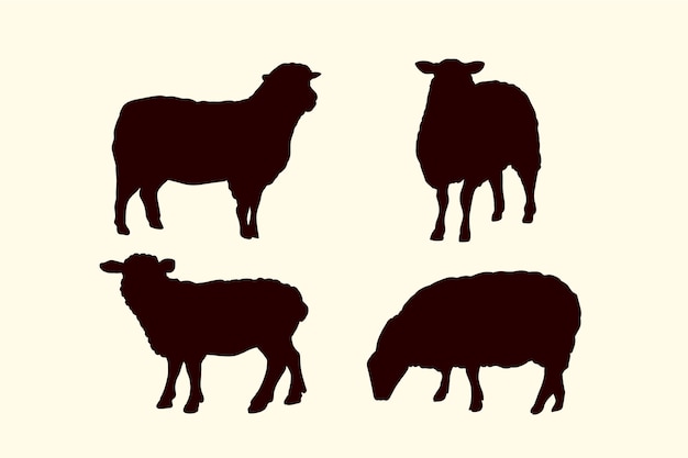 Flat design lamb silhouettes