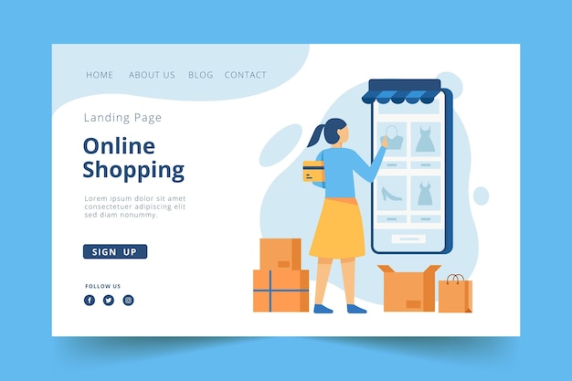 Free Vector flat design landing page online shopping style