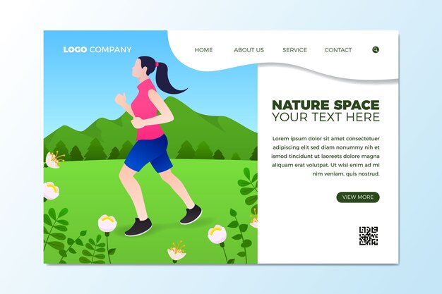 Flat design landing page template outdoor sport