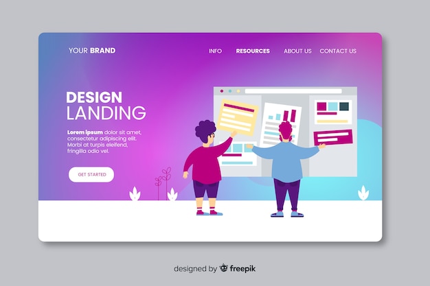 Flat design landing page template