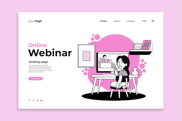 Flat design landing page template