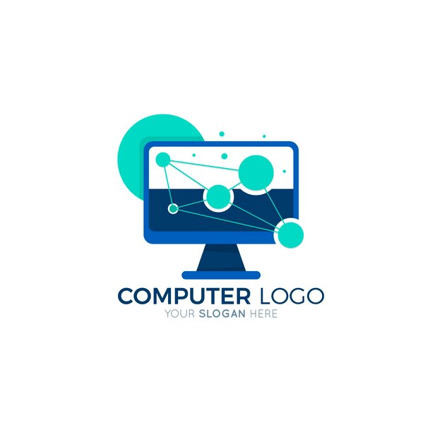 Flat design laptop logo template