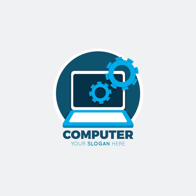 Flat design laptop logo template