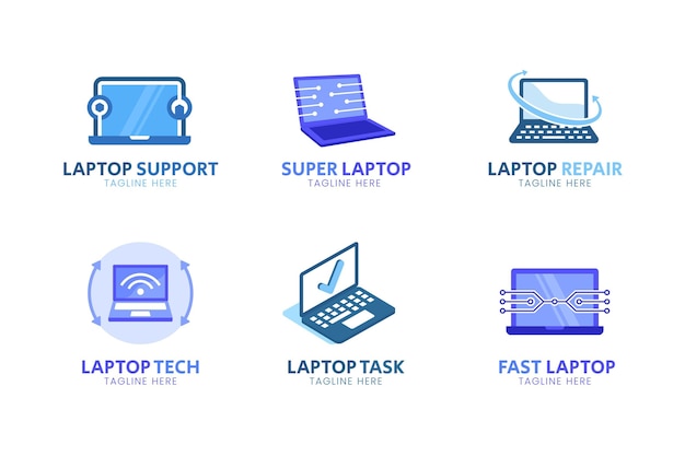 Flat design laptop logo template