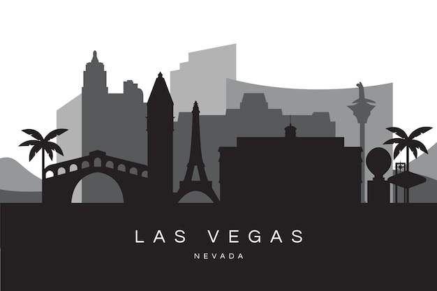 Free Vector flat design las vegas skyline silhouette