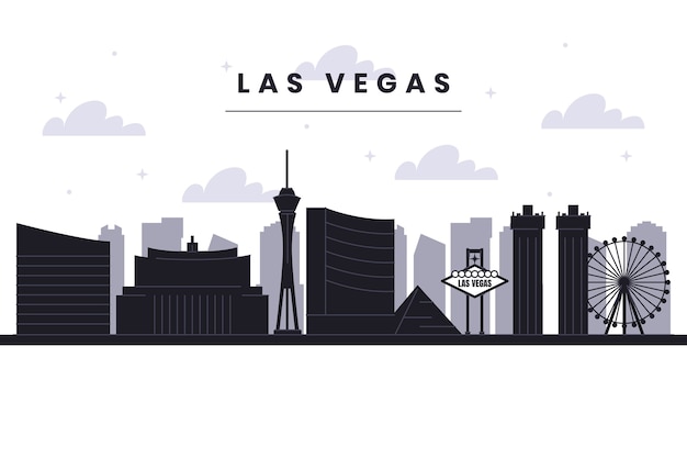 Free Vector flat design las vegas skyline silhouette