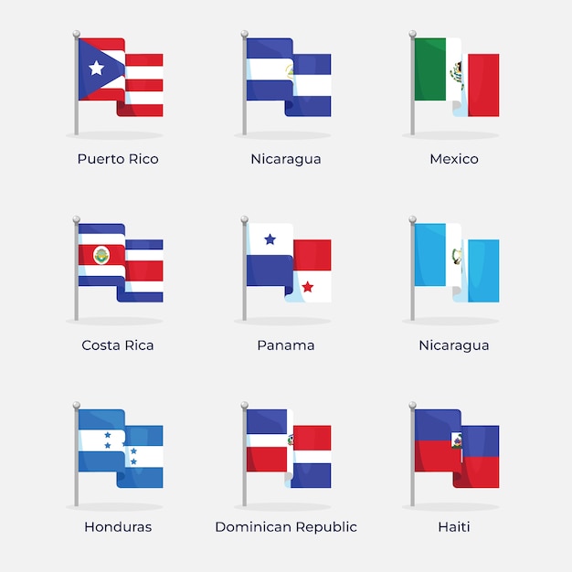 Free Vector flat design latam flags illustration set