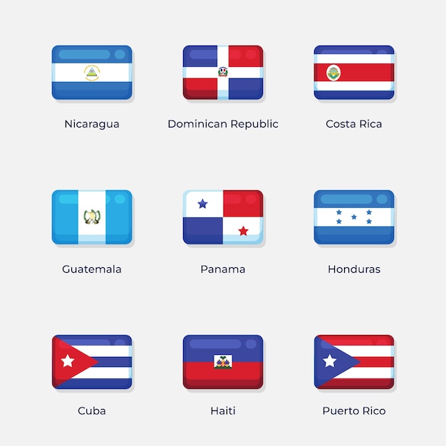 Free Vector flat design latam flags illustration set