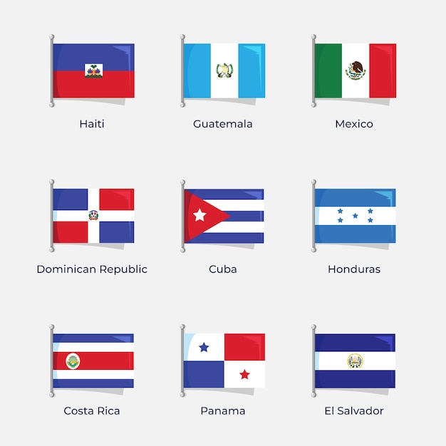 Flat design latam flags illustration set