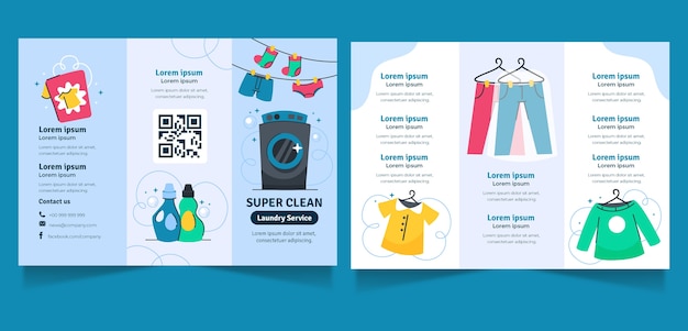 Flat design laundry service brochure