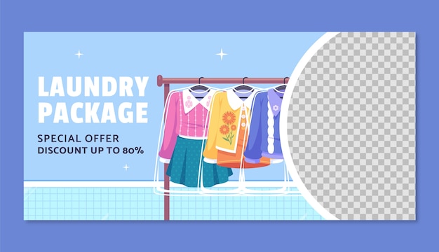 Free Vector flat design laundry service sale banner template