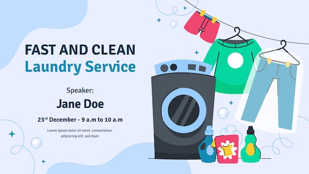 Free Vector flat design laundry service webinar