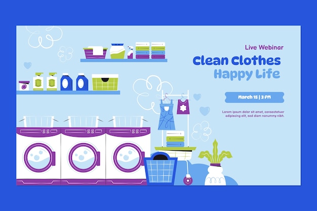 Free Vector flat design laundry service webinar