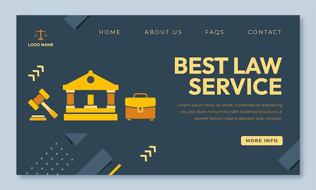 Flat design law firm landing page template