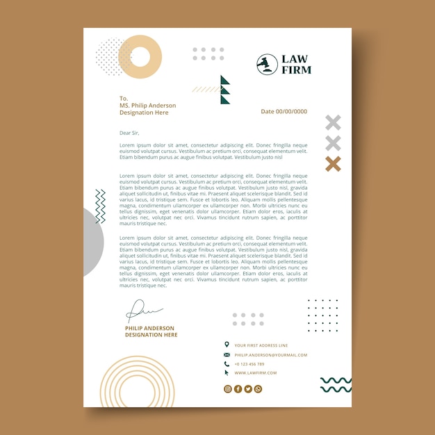 Flat design law firm letterhead