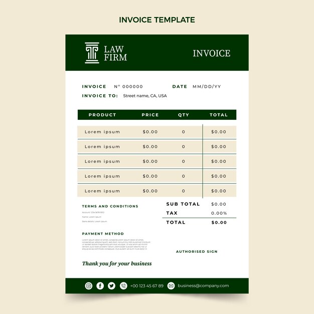 Flat design law firm payment template