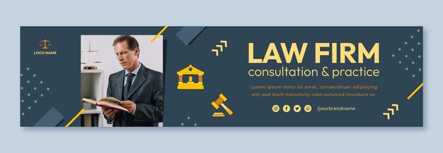 Flat design law firm twitch banner template