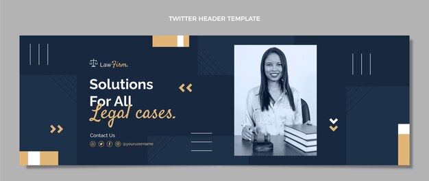 Flat design law firm twitter header template