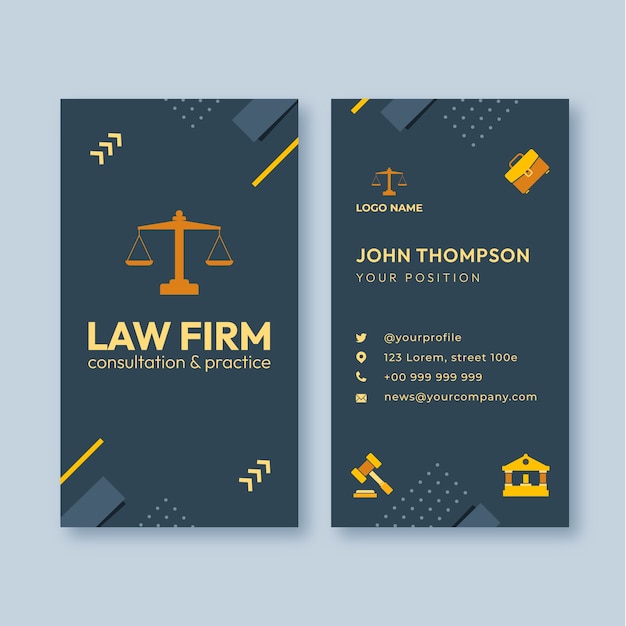 Free vector flat design law firm vertical business card