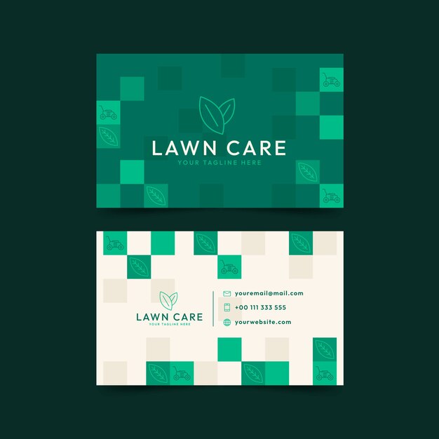 Flat design lawn care business cards