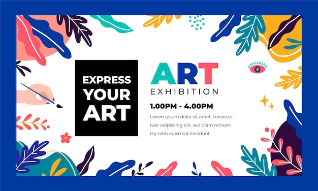 Free vector flat design leaves art exhibition webinar