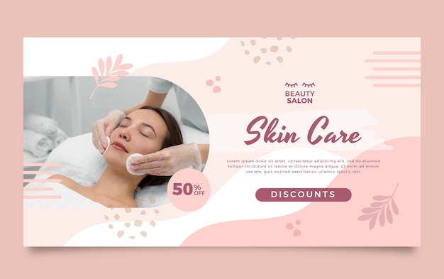 Flat design leaves beauty salon facebook template