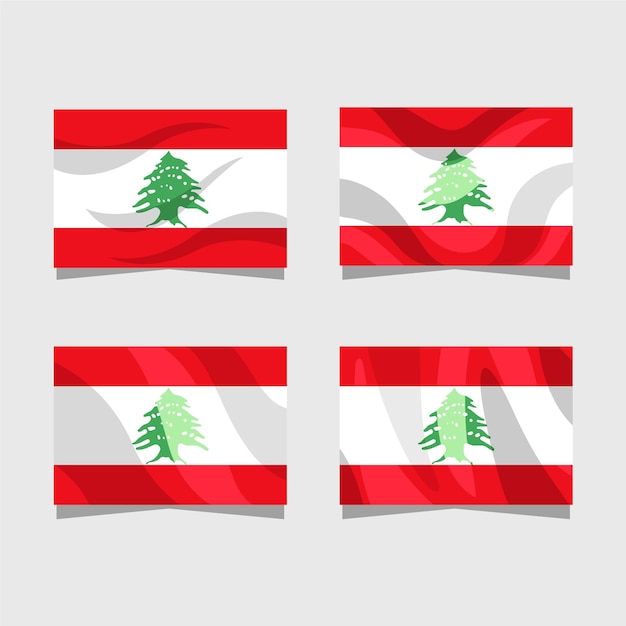 Flat design lebanese flag collection