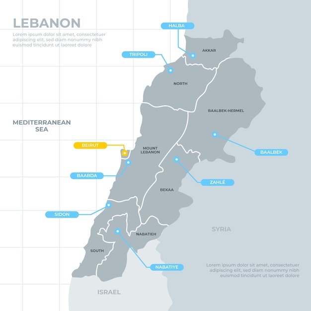 Flat design lebanon map