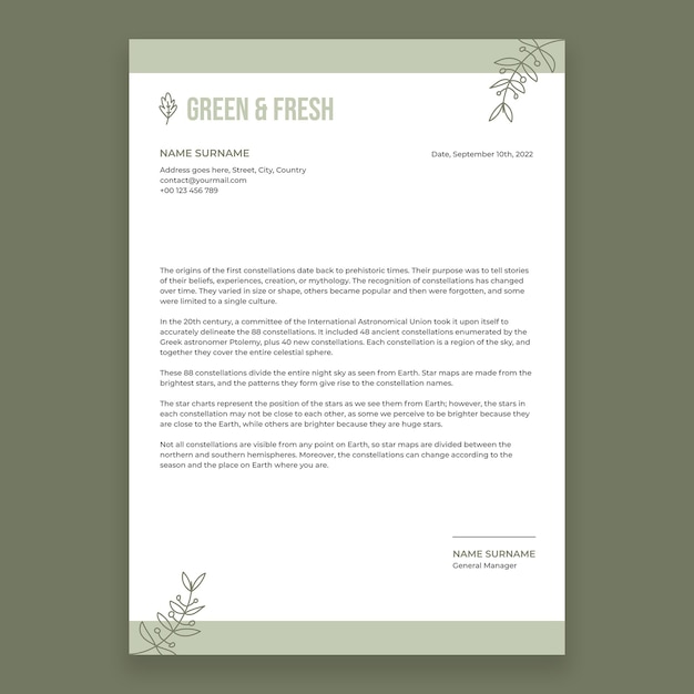 Flat design letterhead template