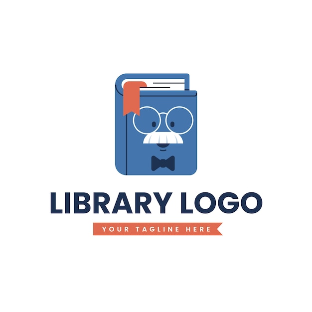 Flat design library logo template