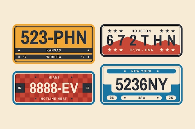 Free Vector flat design license plate set