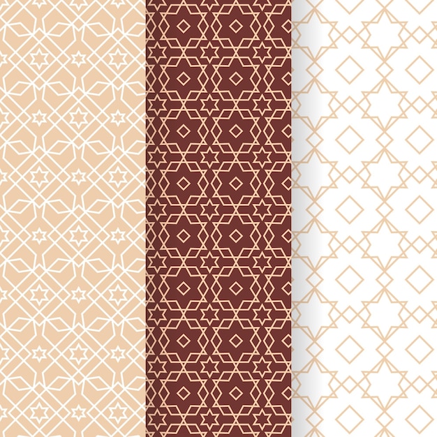 Flat design linear arabic pattern collection