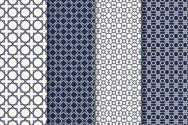 Flat design linear arabic pattern collection