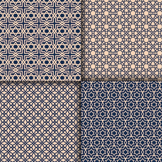 Flat design linear arabic pattern collection